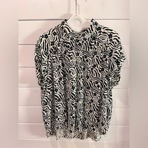C BY ONE – Zebra & Floral Print Blouse – Approx. Size 2X